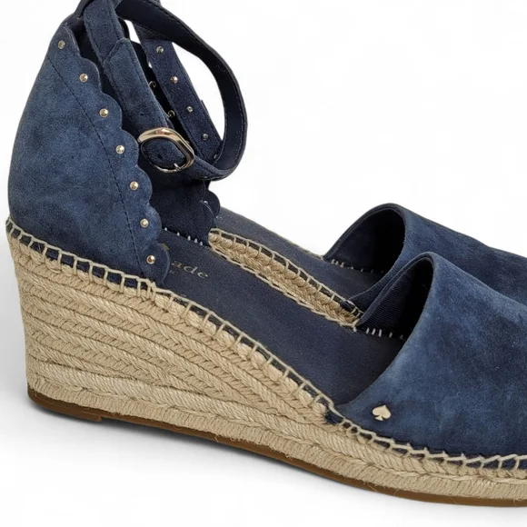 Kate Spade Polly Suede Espadrille Wedge Sandals 10B Dark Blue - Picture 8 of 12
